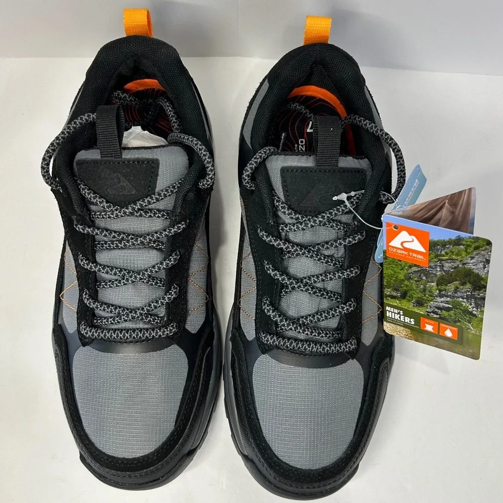 Ozark Trail Mens Hike Low Waterproof Hiking Shoes Black Grey Men's Size‎ 7 New